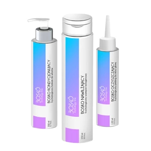 BOSKO Cosmetics Zestaw Trychologiczny: Peeling oczyszczający + Szampon nawilżający + Balsam kondycjonujący