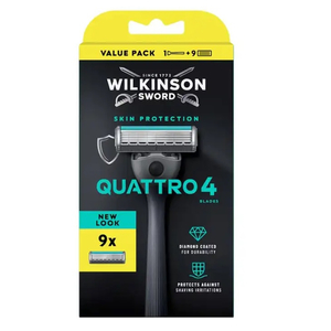 Wilkinson Quattro 4 Skin Protection maszynka do golenia z 4 ostrzami i 9 wkładów