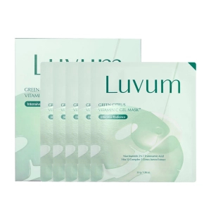 Luvum Green Citrus Vitamin C Gel Mask Plus Box - Hydrożelowa maseczka witaminą C i kwasem traneksamowym 5 sztuk