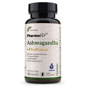Pharmovit Ashwagandha + BioPerine suplement diety 180 kapsułek
