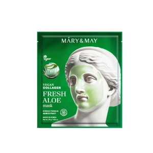 Mary&May Vegan Collagen Fresh Aloe Mask - hydrożelowa wegańska maska kolagenowa z alosesem - nawilżająca 1szt.