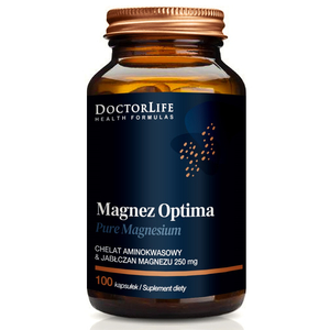 Doctor Life Magnez Optima chelat aminokwasowy i Jabłczan Magnezu 200mg suplement diety 100 kapsułek