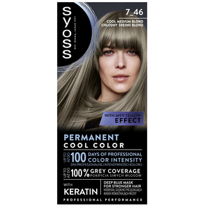 Syoss Permanent Cool Color farba do włosów 7_46 Chłodny Średni Blond
