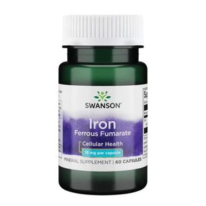 Swanson Iron Ferrous Fumarate 18mg suplement diety zawierający żelazo 60 kapsułek