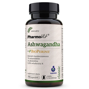Pharmovit Ashwagandha + BioPerine suplement diety 90 kapsułek