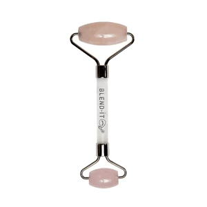 BLEND IT Light Rose Quartz & Silver Wałeczek do masażu twarzy z różowego i białego kwarcu